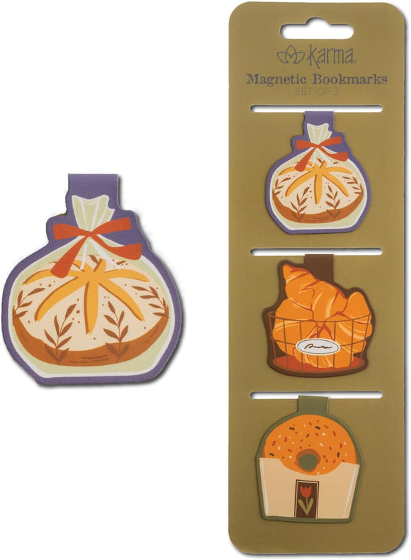 Magnetic Bookmarks Books Bread S/3