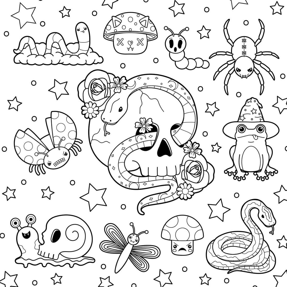 The Creepy Cute Goth Coloring Book: 30 Pretty Scary Coloring Pages for Year-Round Fun!