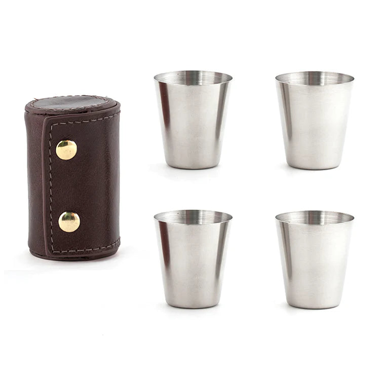 Shot Glasses with Leather Case