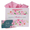 Happy Mothers Day Large Gift Bag Set W/Card & Pink Tissue Paper, First My Mother Forever My Friend Floral Design, Pink Blossoms for Moms Grandmothers