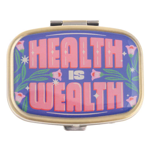 Karma Health is Wealth Small Metal Pill Case