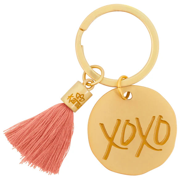 Karma Round Tassel Keychain: XOXO