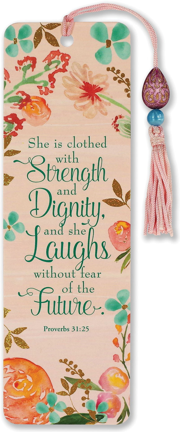She is Clothed with Strength & Dignity Beaded Bookmark